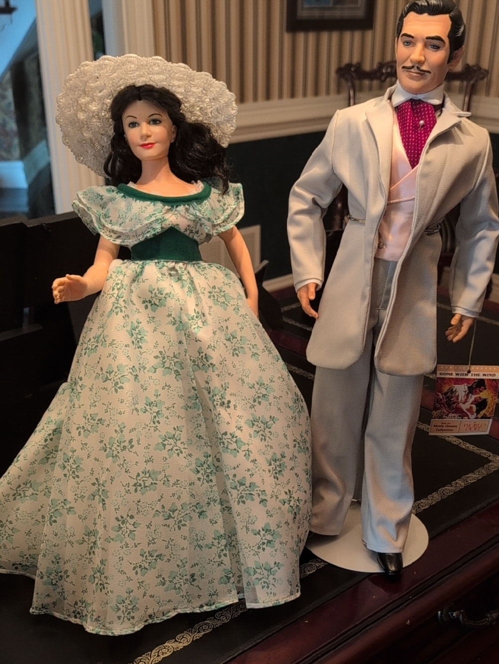 Rhett And Scarlet Dolls From Gone With The Winf With Tags And Boxes.  Stands Inc